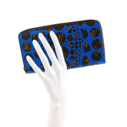Louis Vuitton Monogram Kusama Pumpkin Dots Zippy Wallet Blue 2 of 7