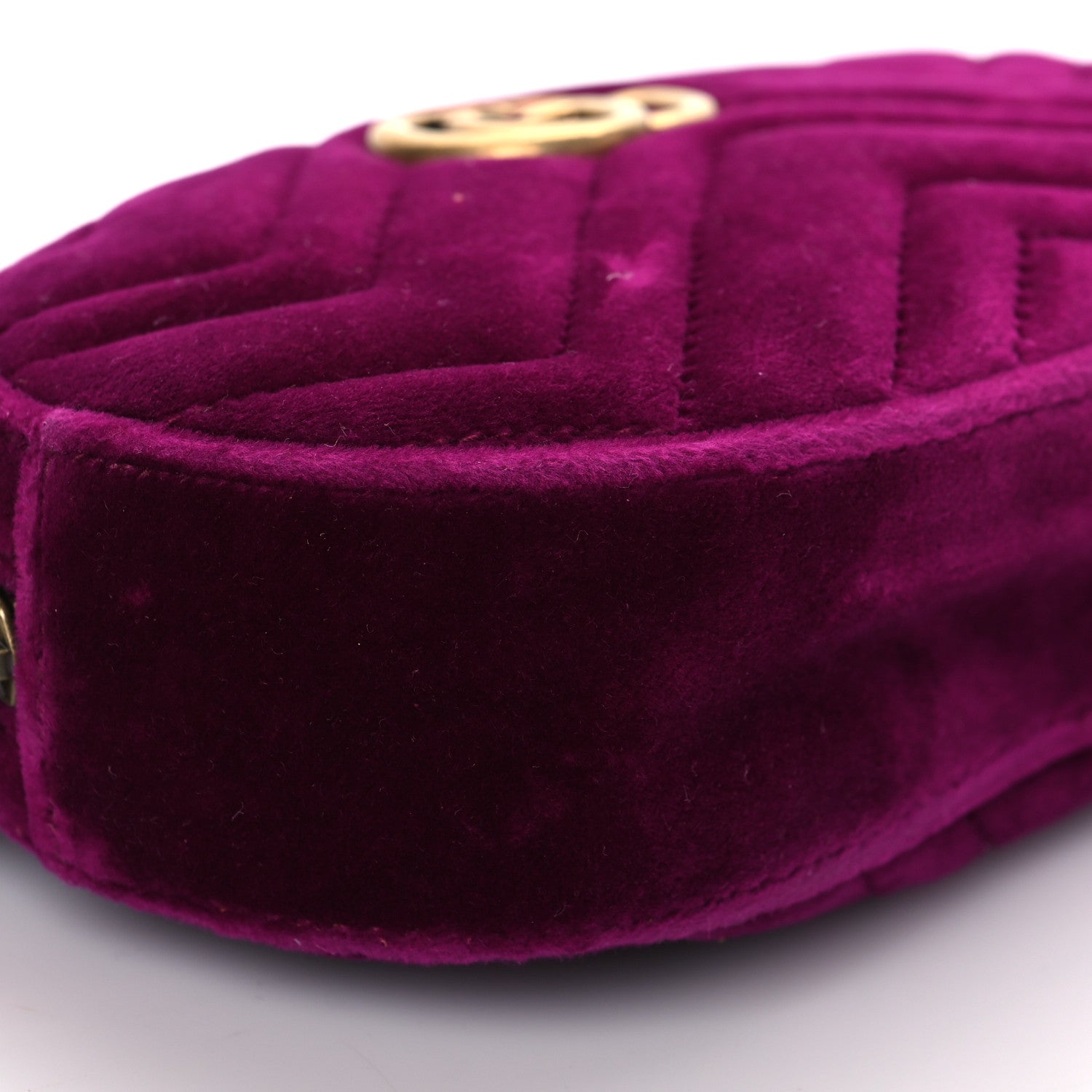 Gucci Velvet Matelasse GG Marmont Belt Bag Fuchsia 85 34 Violet Cyclamen 11 of 15