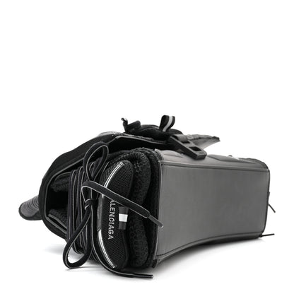 Balenciaga Faux Calfskin Fabric Small Sneakerhead Top Handle Bag Black 4 of 10