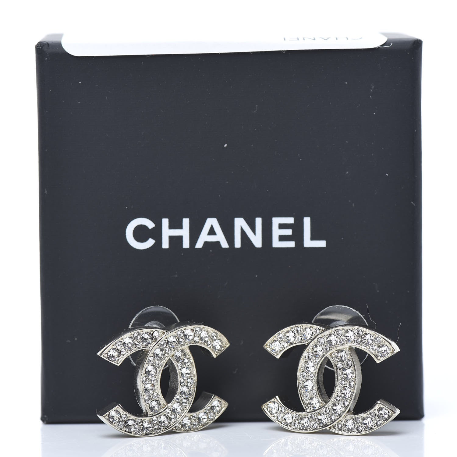Chanel Crystal CC Large Stud Earrings Gold 5 of 5