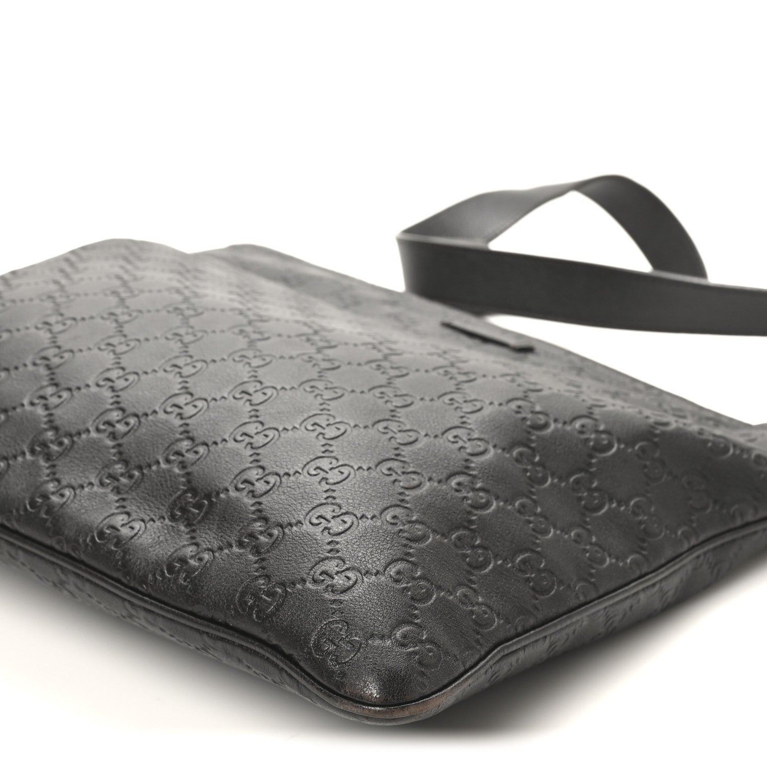 Gucci Guccissima Medium Flat Messenger Bag Black 10 of 10