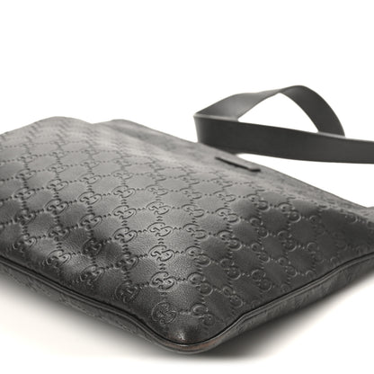Gucci Guccissima Medium Flat Messenger Bag Black 10 of 10