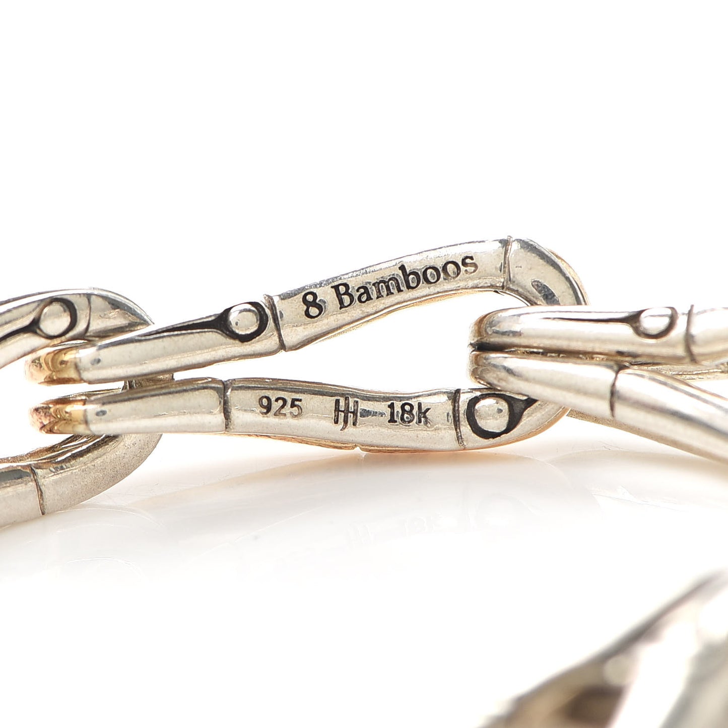 Sterling Silver 18 Karat Yellow Gold Bamboo Link Bracelet