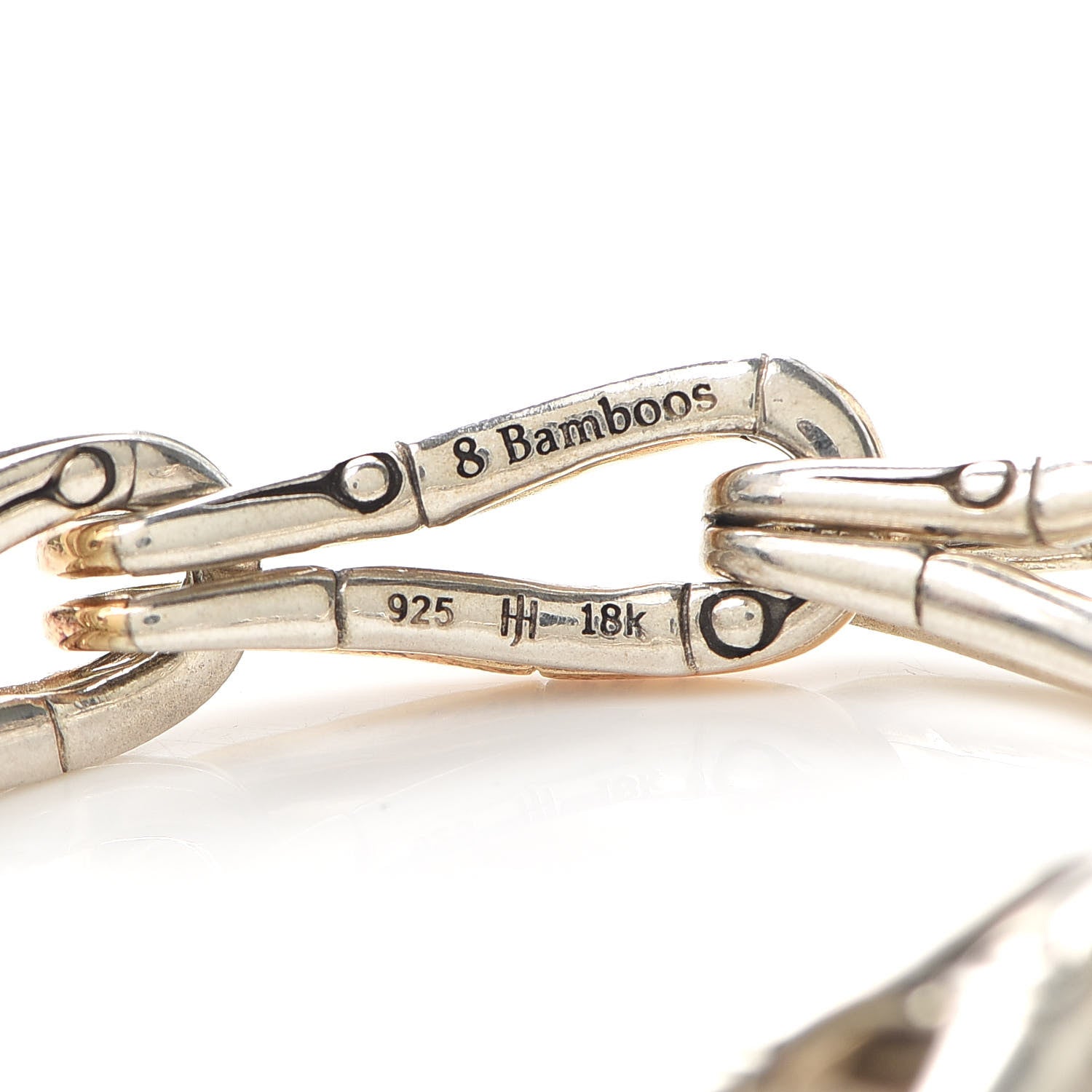 John Hardy Sterling Silver 18 Karat Yellow Gold Bamboo Link Bracelet 5 of 5