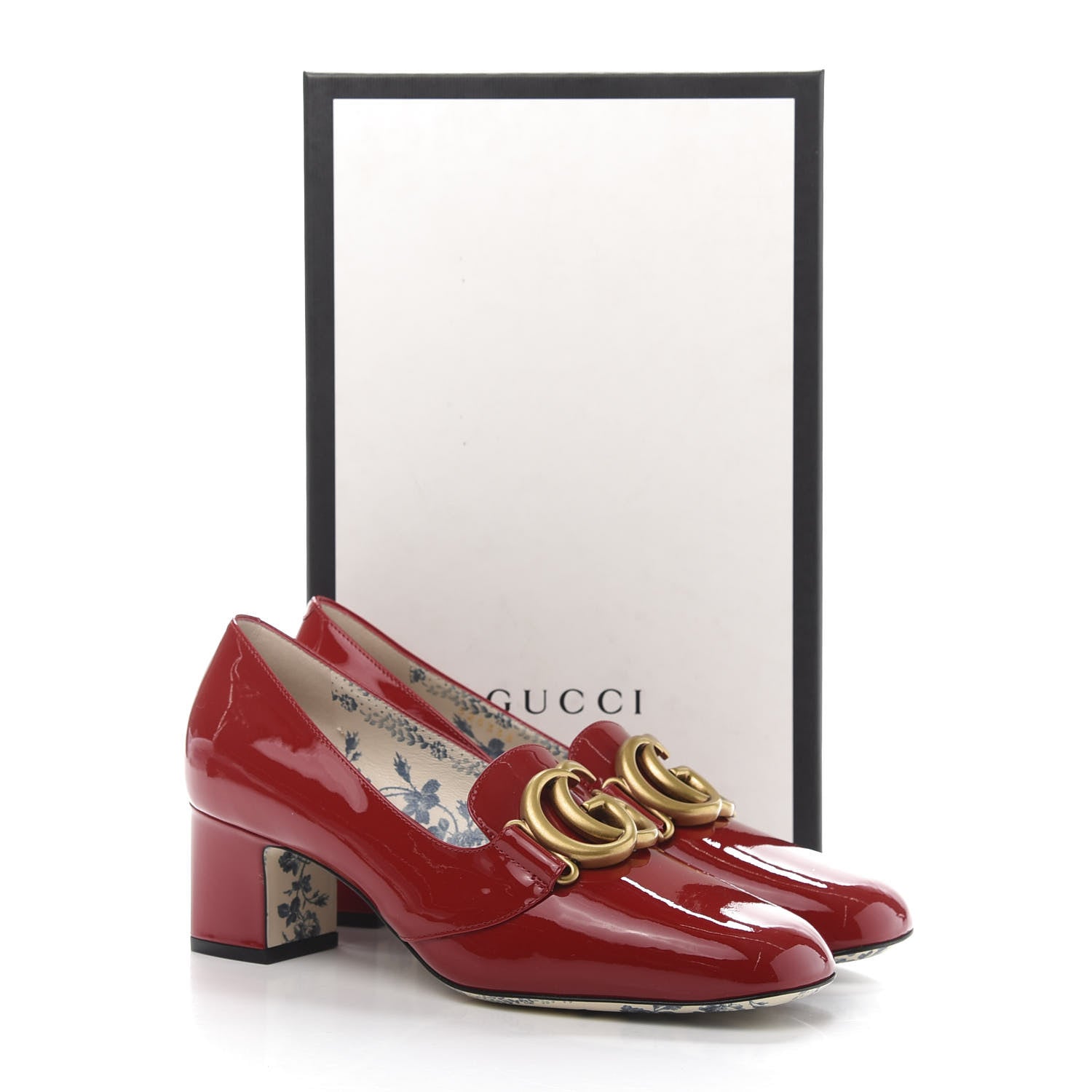 Gucci Vernice GG Victoire 55mm Loafer Pumps 38.5 Hibiscus Red 9 of 9
