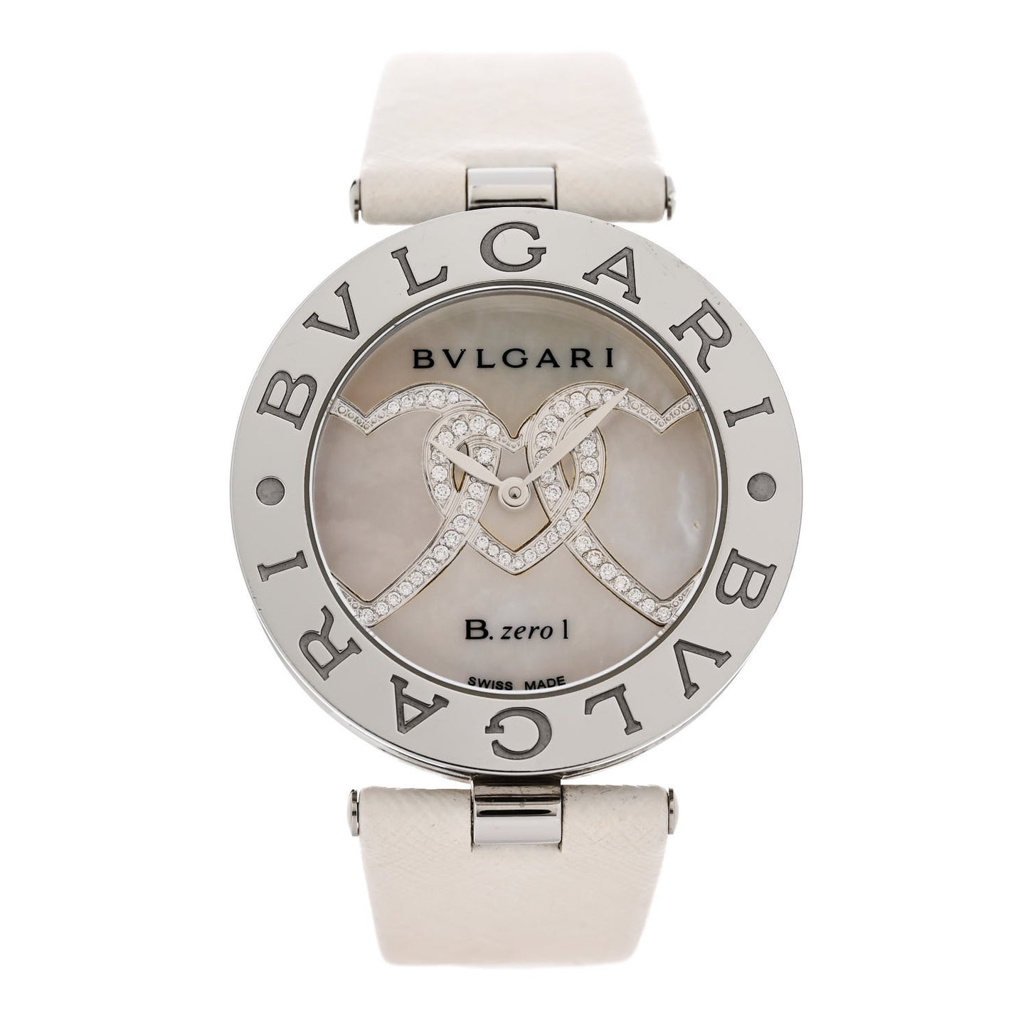 Stainless Steel Calfskin Diamond Mother of Pearl 35mm B.zero1 Hearts Quartz Watch