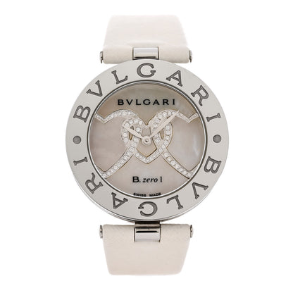 Bulgari Stainless Steel Calfskin Diamond Mother of Pearl 35mm B.zero1 Hearts Quartz Watch 1 of 6