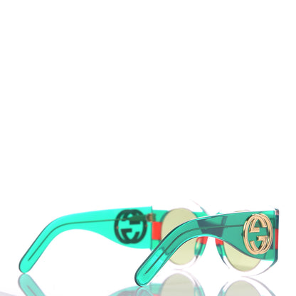 Gucci Acetate Round Frame Sunglasses GG0177S Green Red 3 of 6