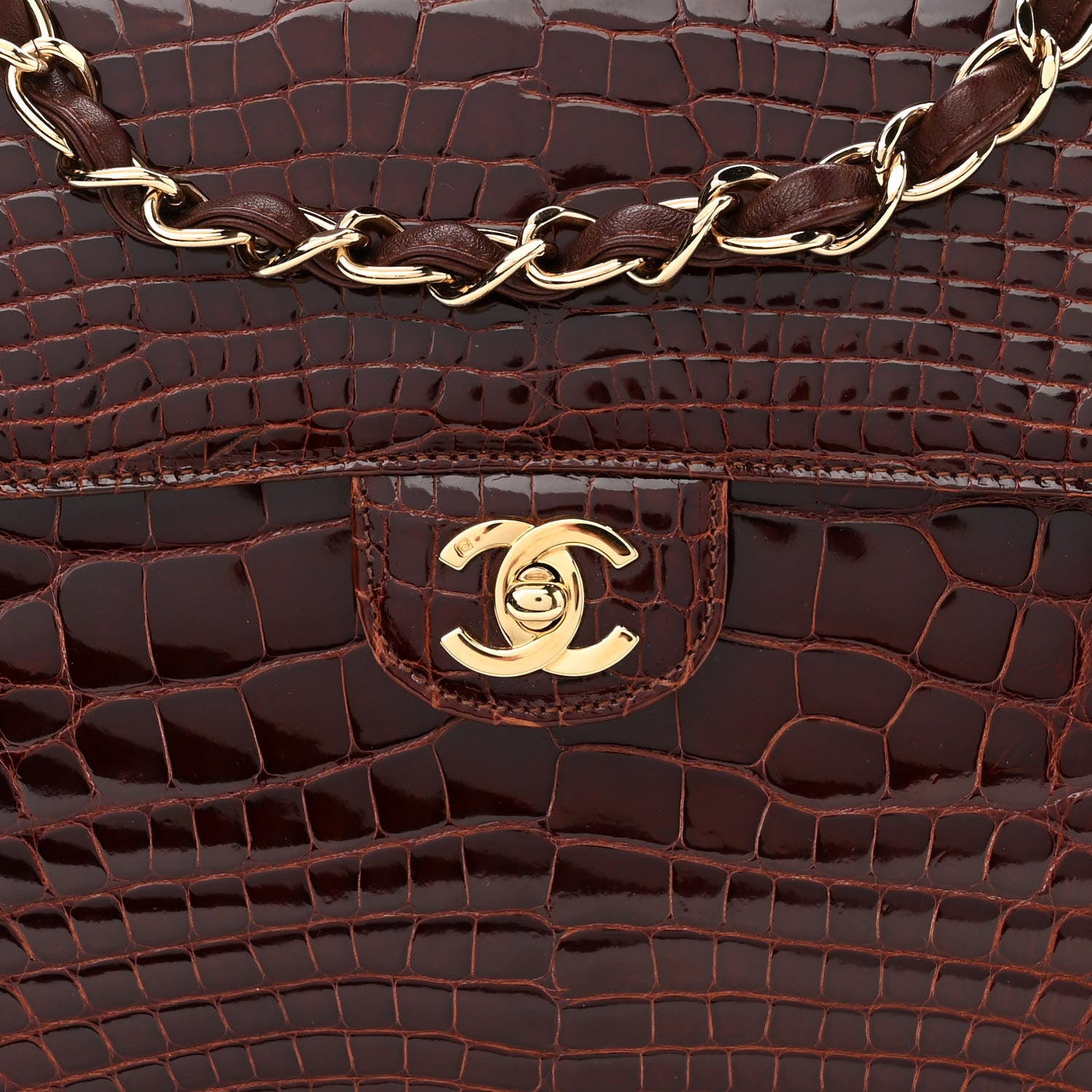 Chanel Alligator Jumbo Single Flap Dark Brown 8 of 11