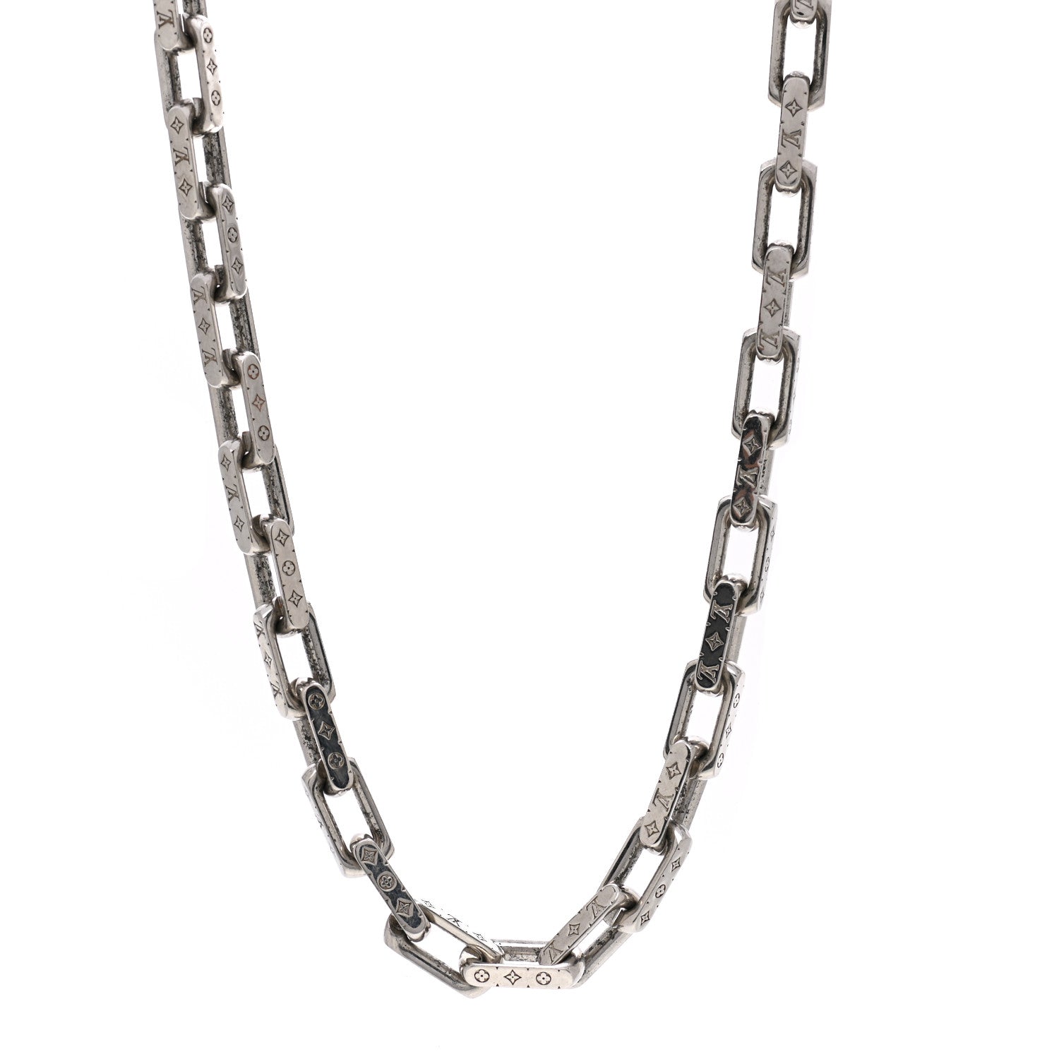 Louis Vuitton Monogram Chain Necklace Silver 1 of 4