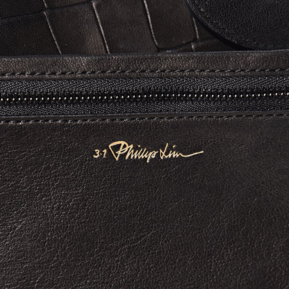 3.1 Phillip Lim 3.1 Calfskin Crocodile Embossed Medium Wednesday Boston Black 7 of 11