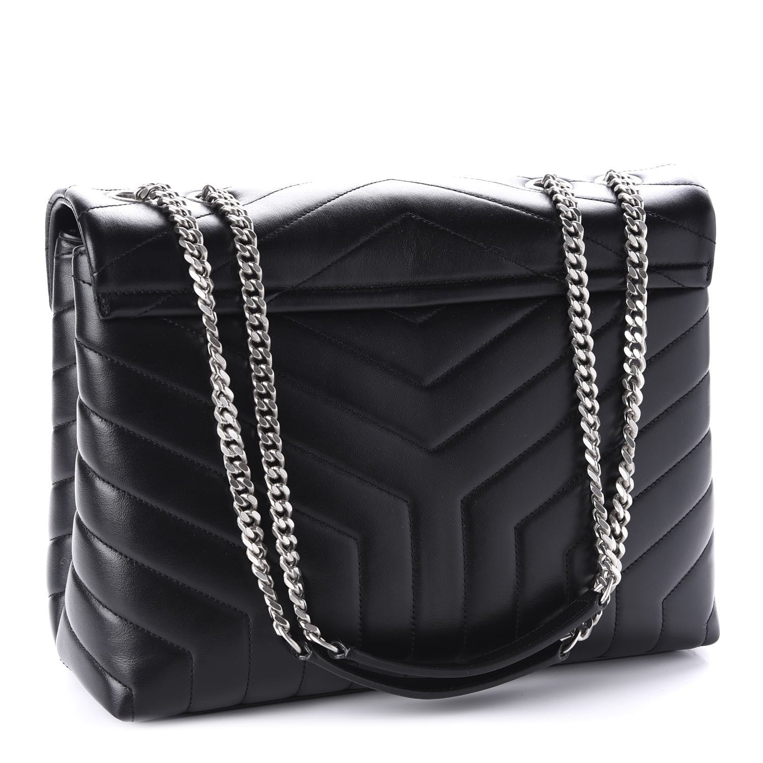 Saint Laurent Calfskin Y Quilted Monogram Medium Loulou Chain Satchel Black 3 of 11