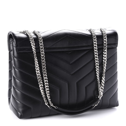 Saint Laurent Calfskin Y Quilted Monogram Medium Loulou Chain Satchel Black 3 of 11