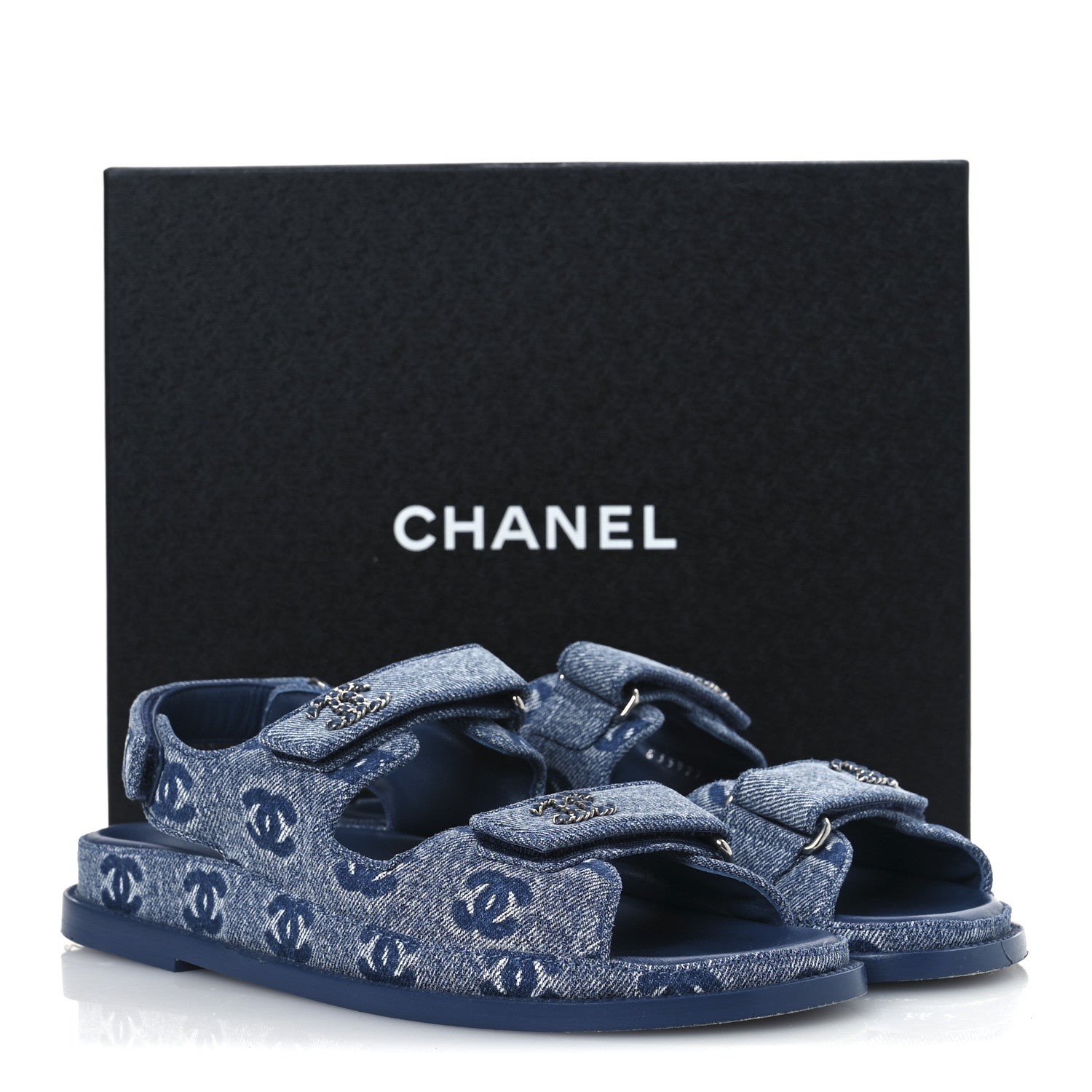 Chanel Denim CC Dad Sandals 38 Blue 39 Blue 13 of 13
