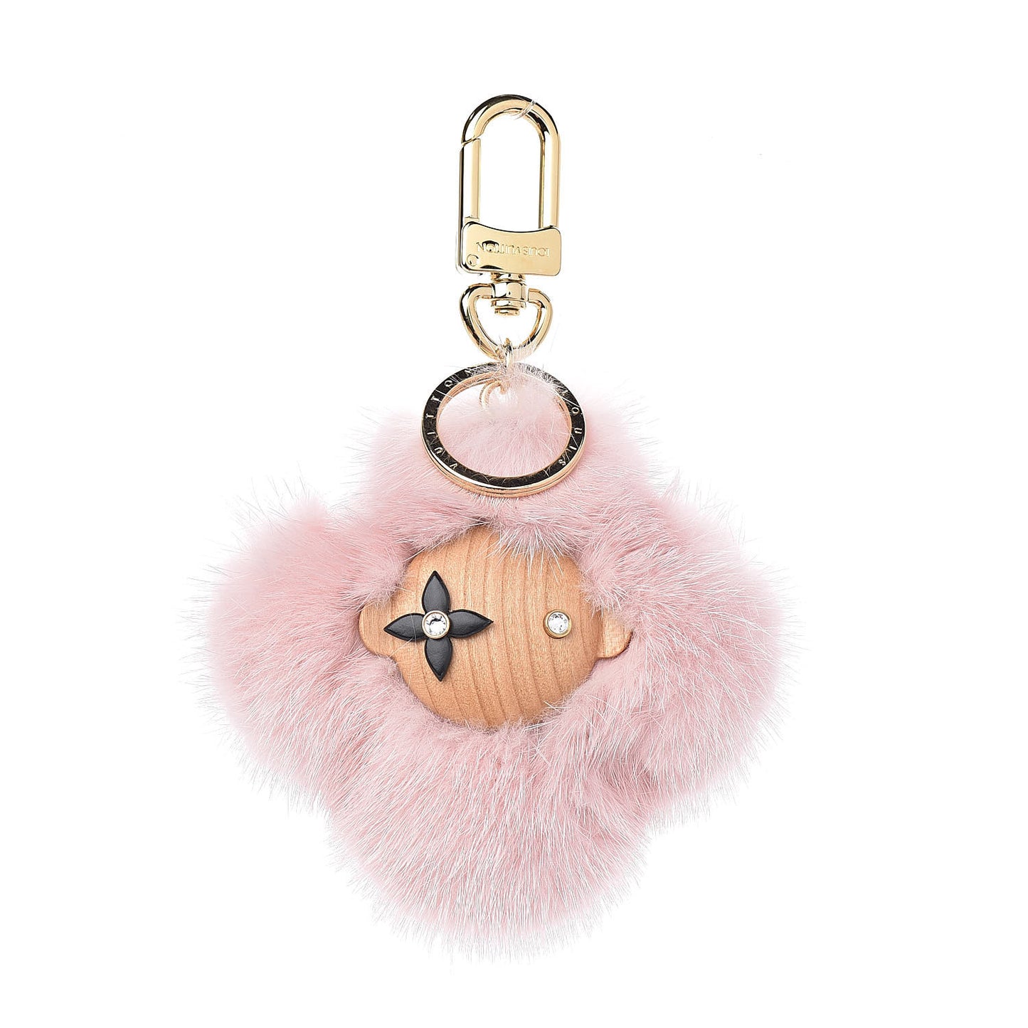 Pear Wood Mink Fur Vivienne Doudou Bag Charm Key Holder Light Pink