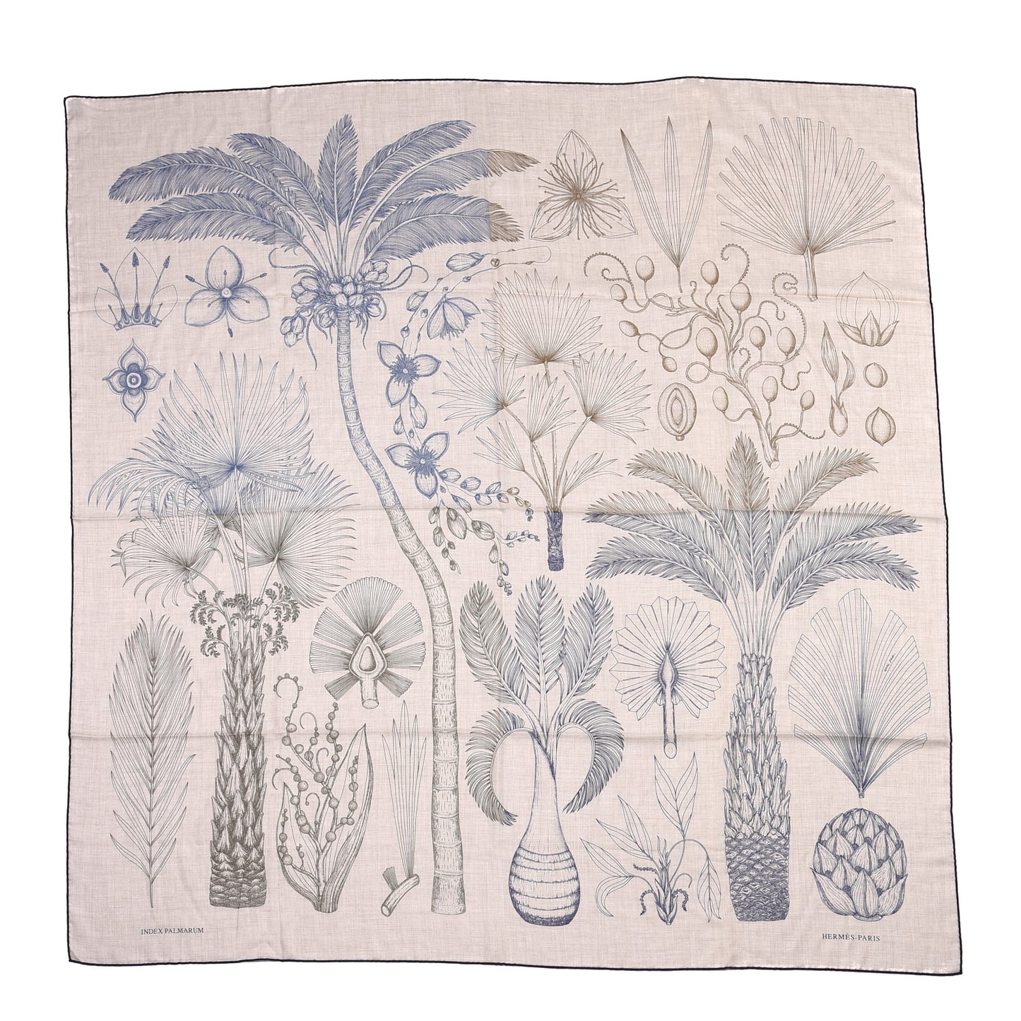 Cashmere Silk Index Palmarum Finesse Shawl 140 Naturel Bleu