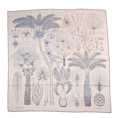Hermes Cashmere Silk Index Palmarum Finesse Shawl 140 Naturel Bleu 1 of 5