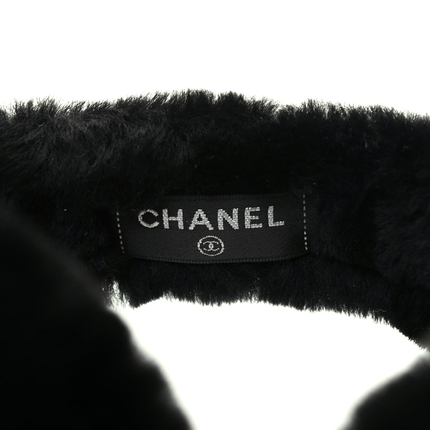 Chanel Shearling CC Ear Muffs Black White 5 of 5