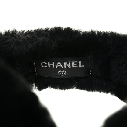 Chanel Shearling CC Ear Muffs Black White 5 of 5