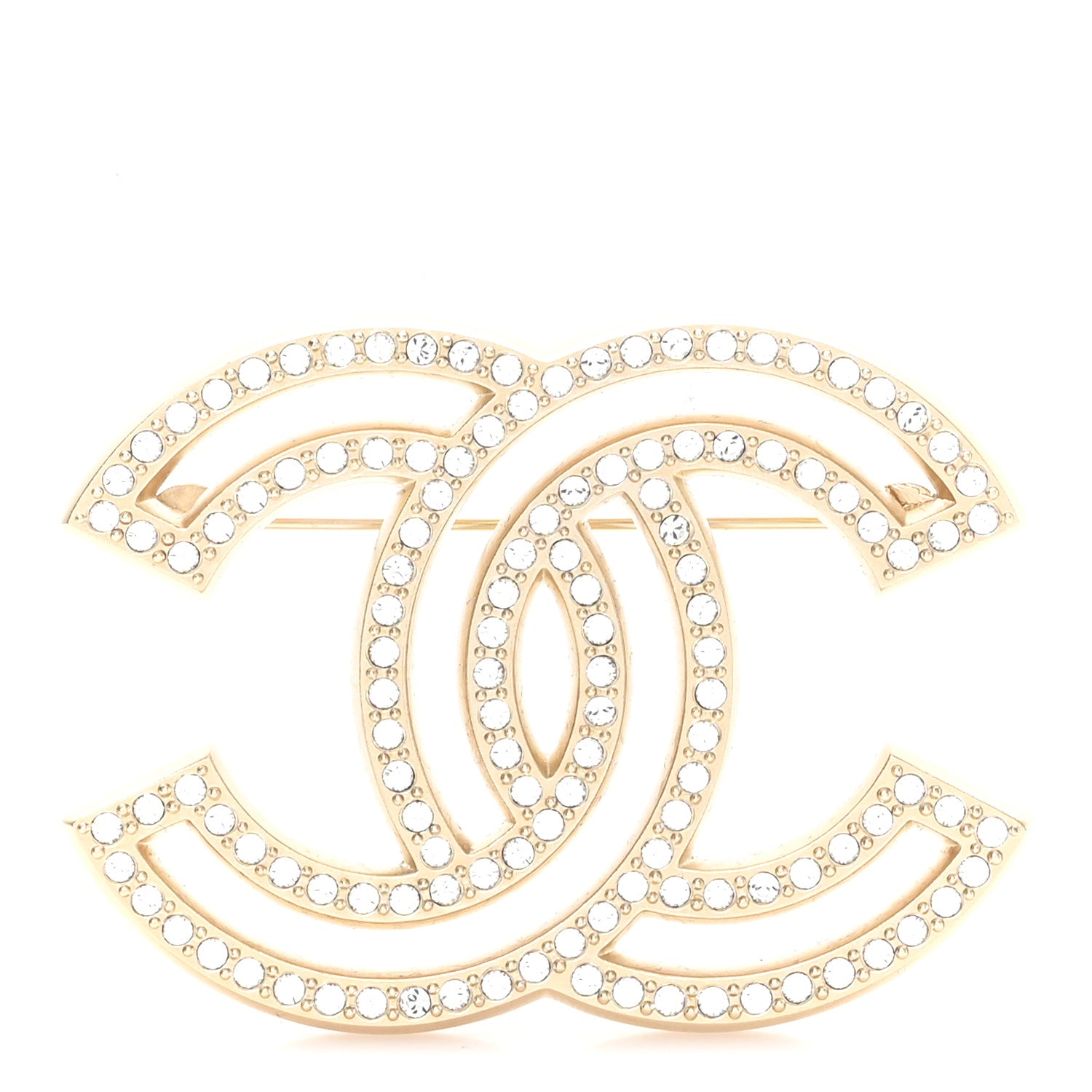 Chanel Crystal CC Brooch Gold 1 of 4