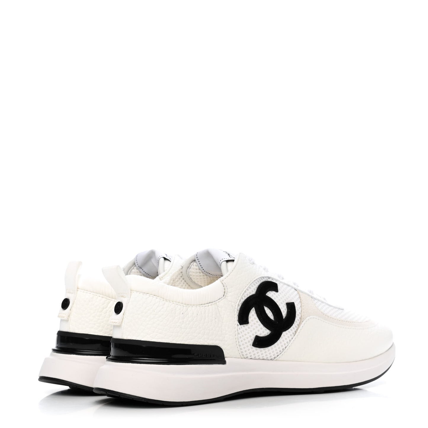 Calfskin Mesh Suede CC Sneakers 43 White Black