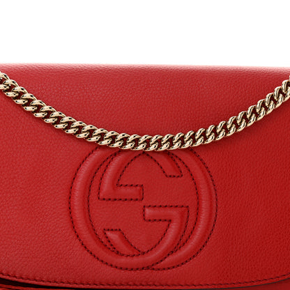 Gucci Pebbled Calfskin Medium Soho Flap Crossbody Vibrant Red 8 of 11