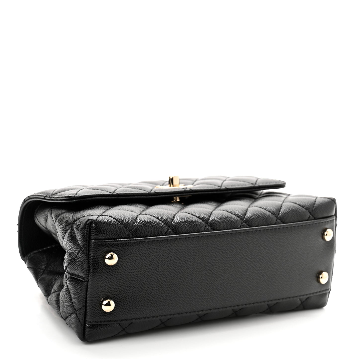 Caviar Quilted Mini Coco Handle Flap Black