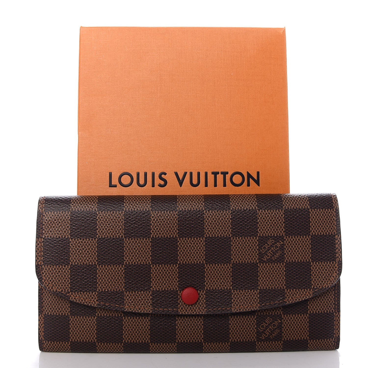 Louis Vuitton Damier Ebene Emilie Wallet Red 7 of 7