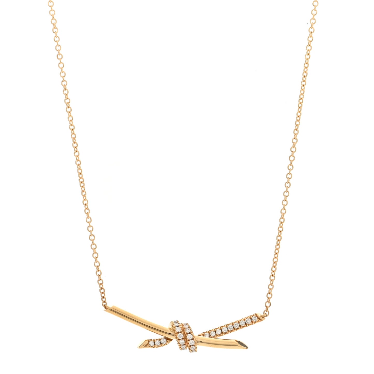18K Yellow Gold Diamond Knot Necklace