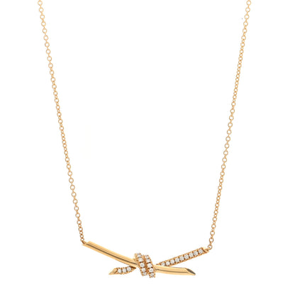 Tiffany 18K Yellow Gold Diamond Knot Necklace 1 of 6