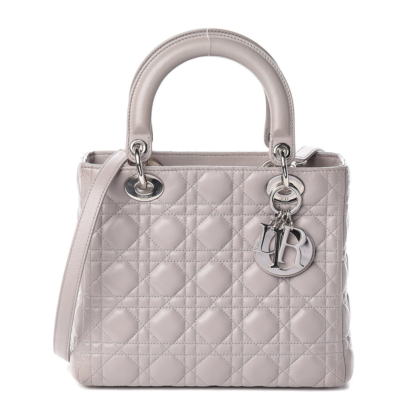Lambskin Cannage Medium Lady Dior Grey