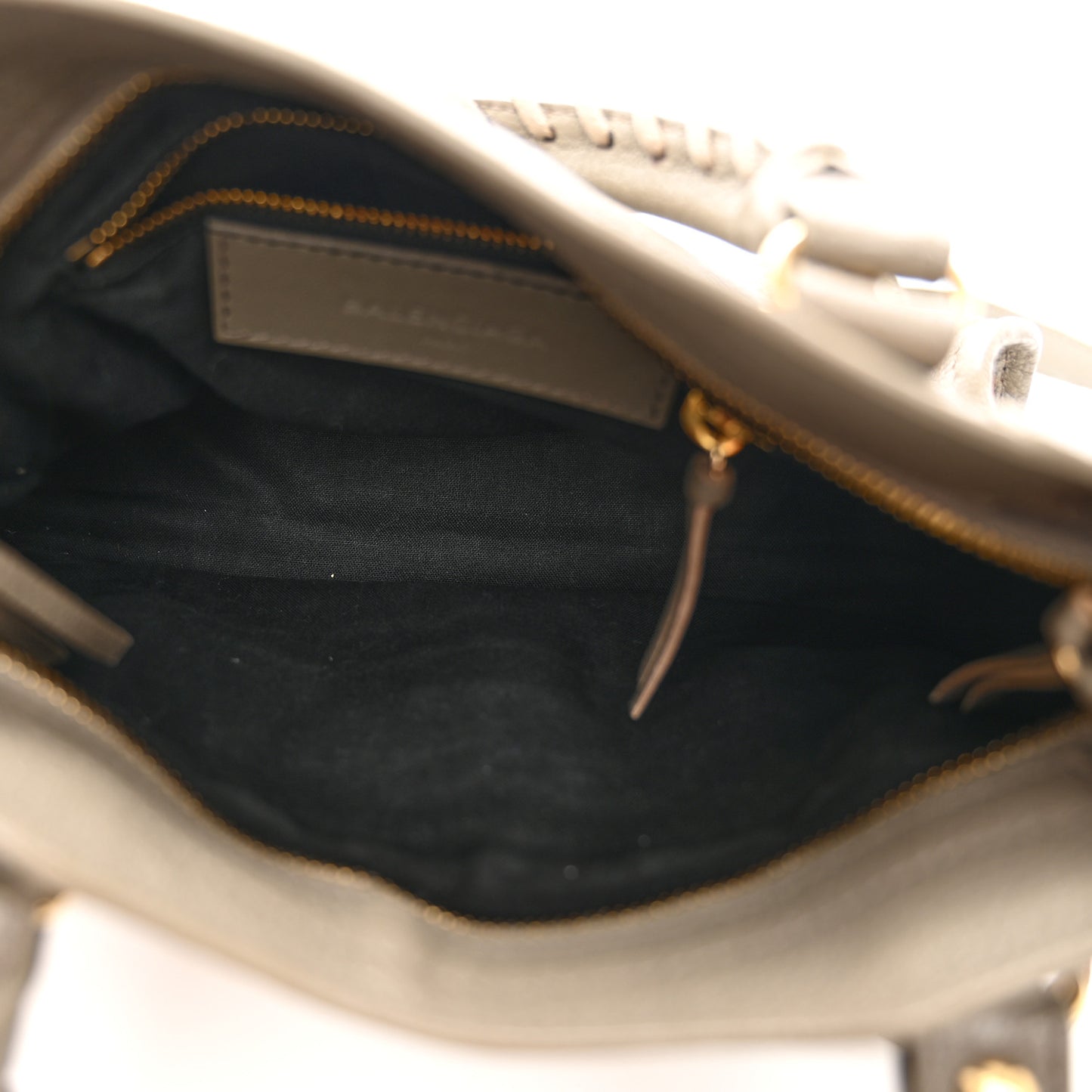 Chevre Gold Metallic Edge Hardware Mini City Gris Taupe