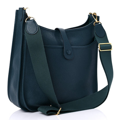 Hermes Taurillon Clemence Evelyne III GM Vert Cypress 3 of 12