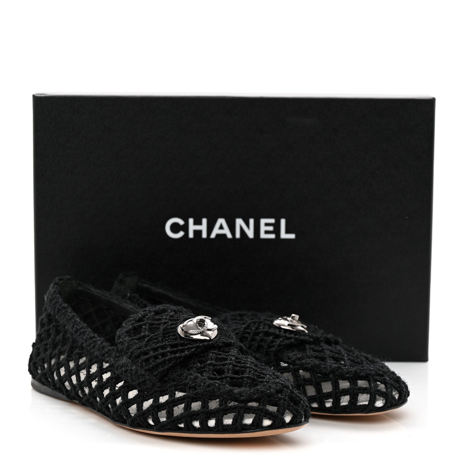 Chanel Cord Braided CC Mocassin Loafers 38.5 Black 12 of 12