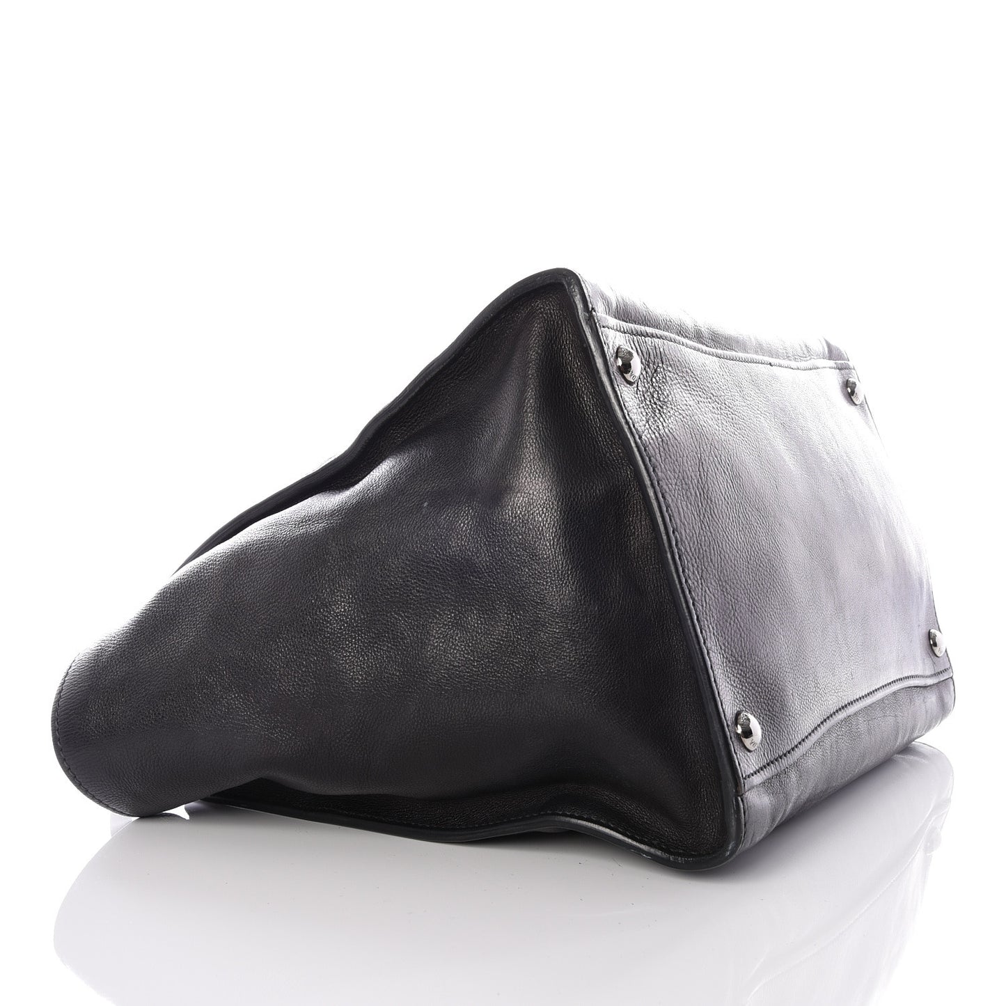Glace Calf Twin Pocket Tote Black