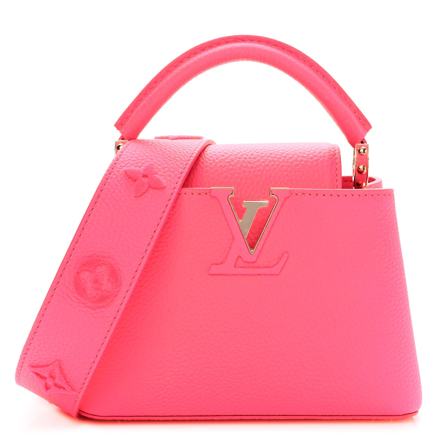 Louis Vuitton Taurillon Monogram Tuffetage Capucines Mini Fluo Pink 1 of 9