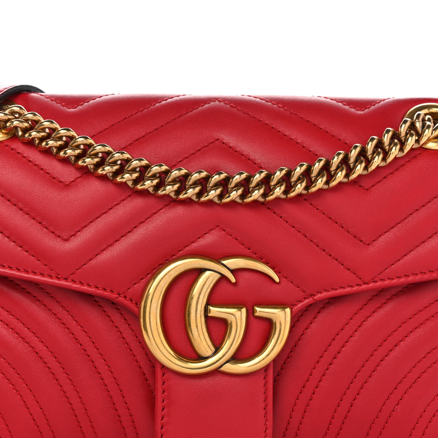 Gucci Calfskin Matelasse Small GG Marmont Shoulder Bag Hibiscus Red 8 of 10