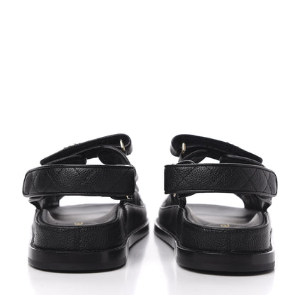 Chanel Grained Calfskin Velcro Dad Sandals 36 Black 7 of 11