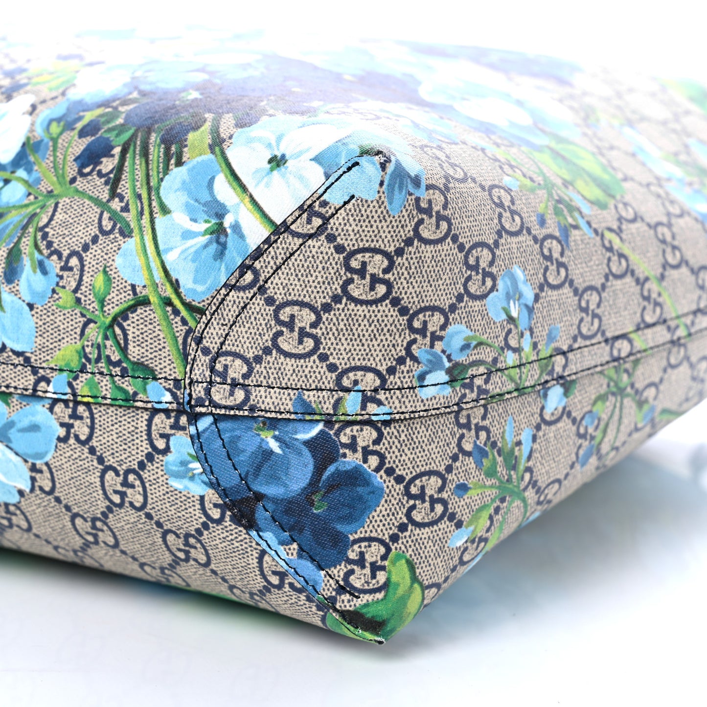GG Supreme Monogram Blooms Medium Reversible Tote Beige Blue Navy