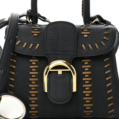 Delvaux Crispy Calfskin Tribal Stitch Mini Brillant Satchel Black Bronze 9 of 19