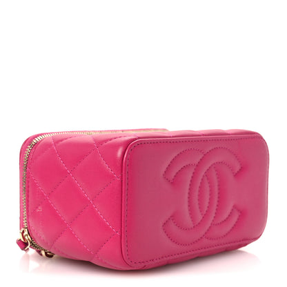 Chanel Lambskin Quilted Small Pearl Crush Vanity Case With Chain Fuchsia 4 of 11