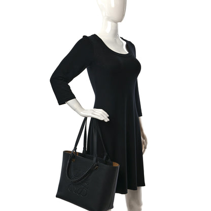 Loewe Grained Calfskin Small Anagram Tote Black 2 of 8