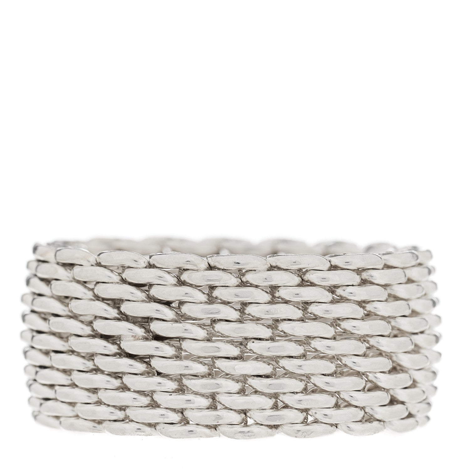 Tiffany Sterling Silver Somerset Mesh Ring 49 4.75 1 of 3
