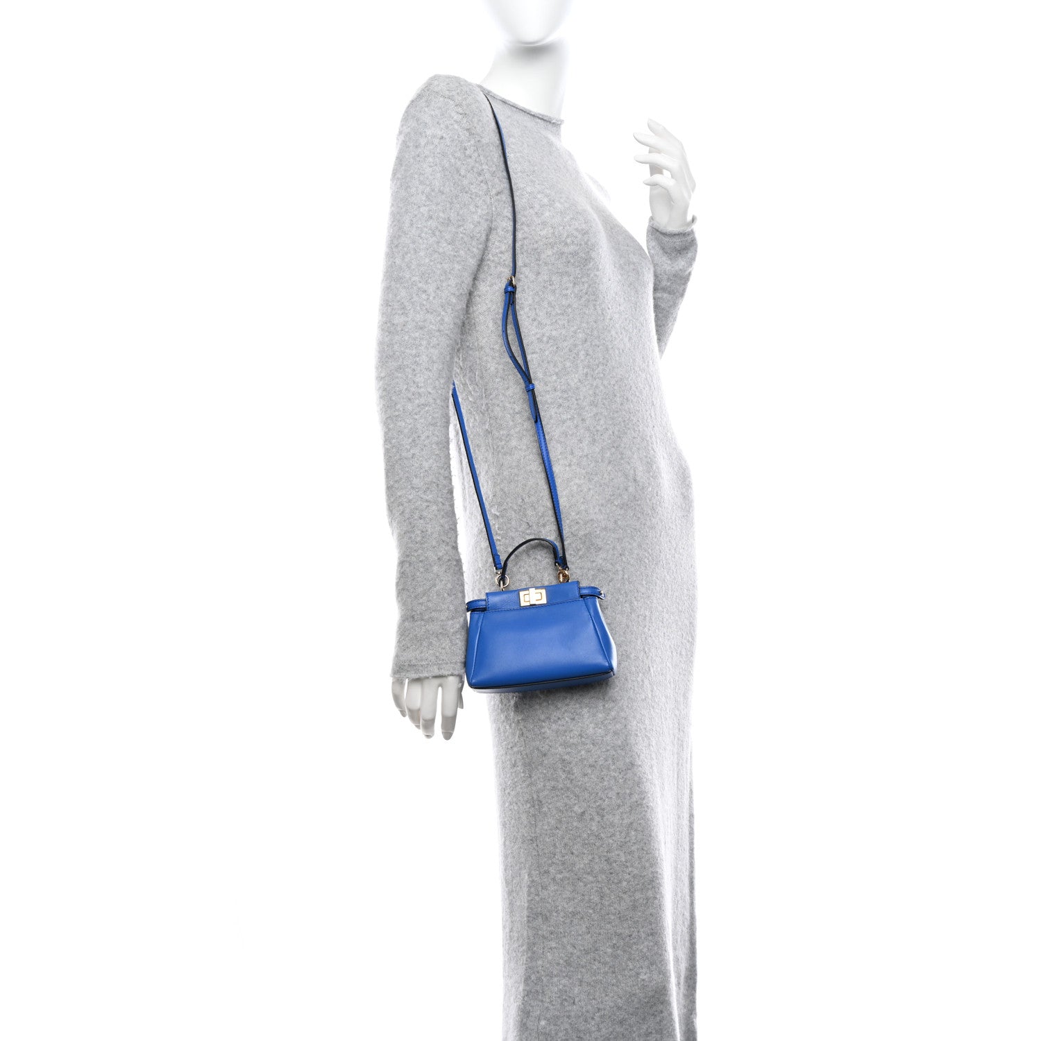 Fendi Shiny Nappa Micro Peekaboo Iconic Satchel Bluette 2 of 11