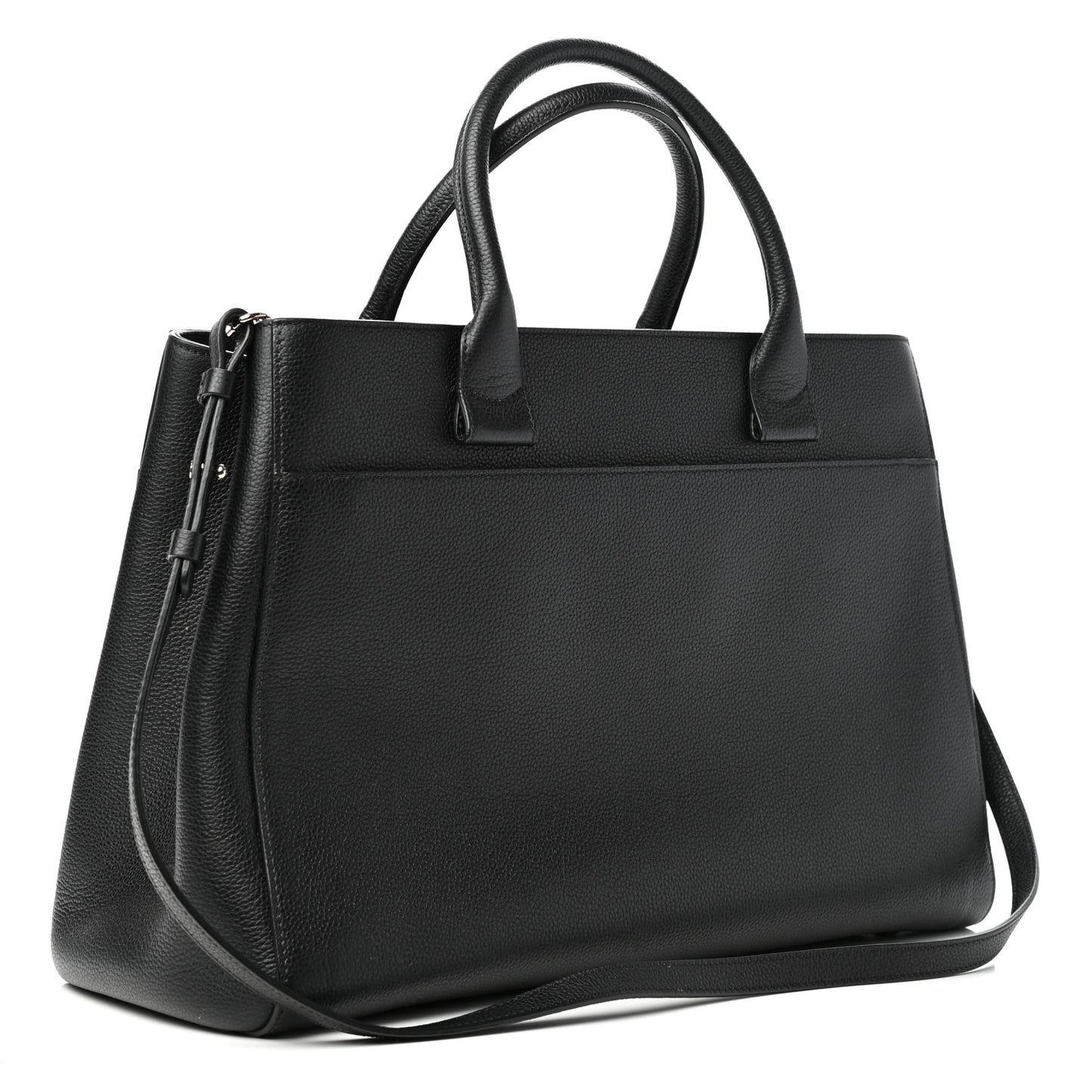Grained Calfskin Medium Neo Executive Shopper Tote Black