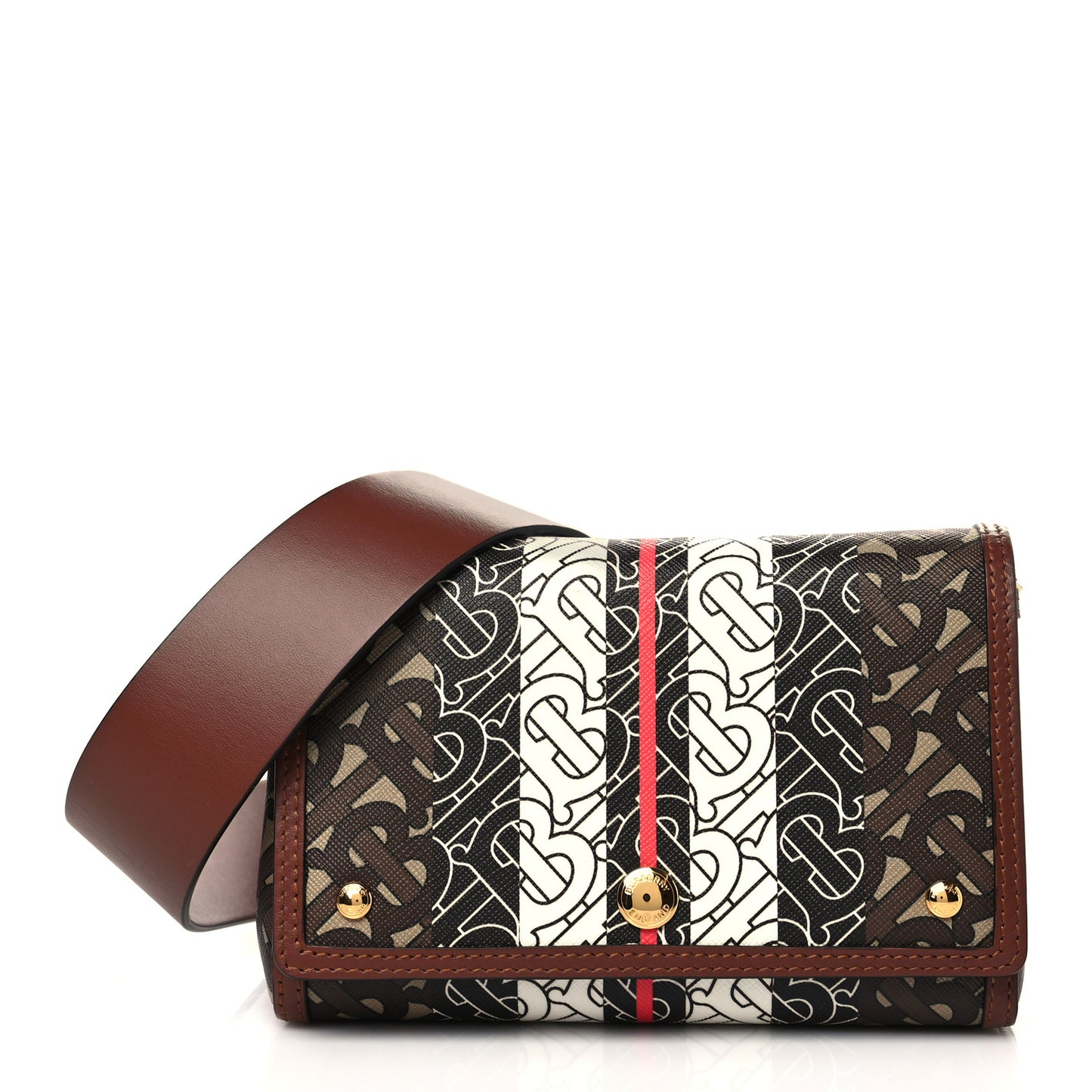 E-Canvas Monogram Stripe Hackberry Crossbody Bag Bridle Brown
