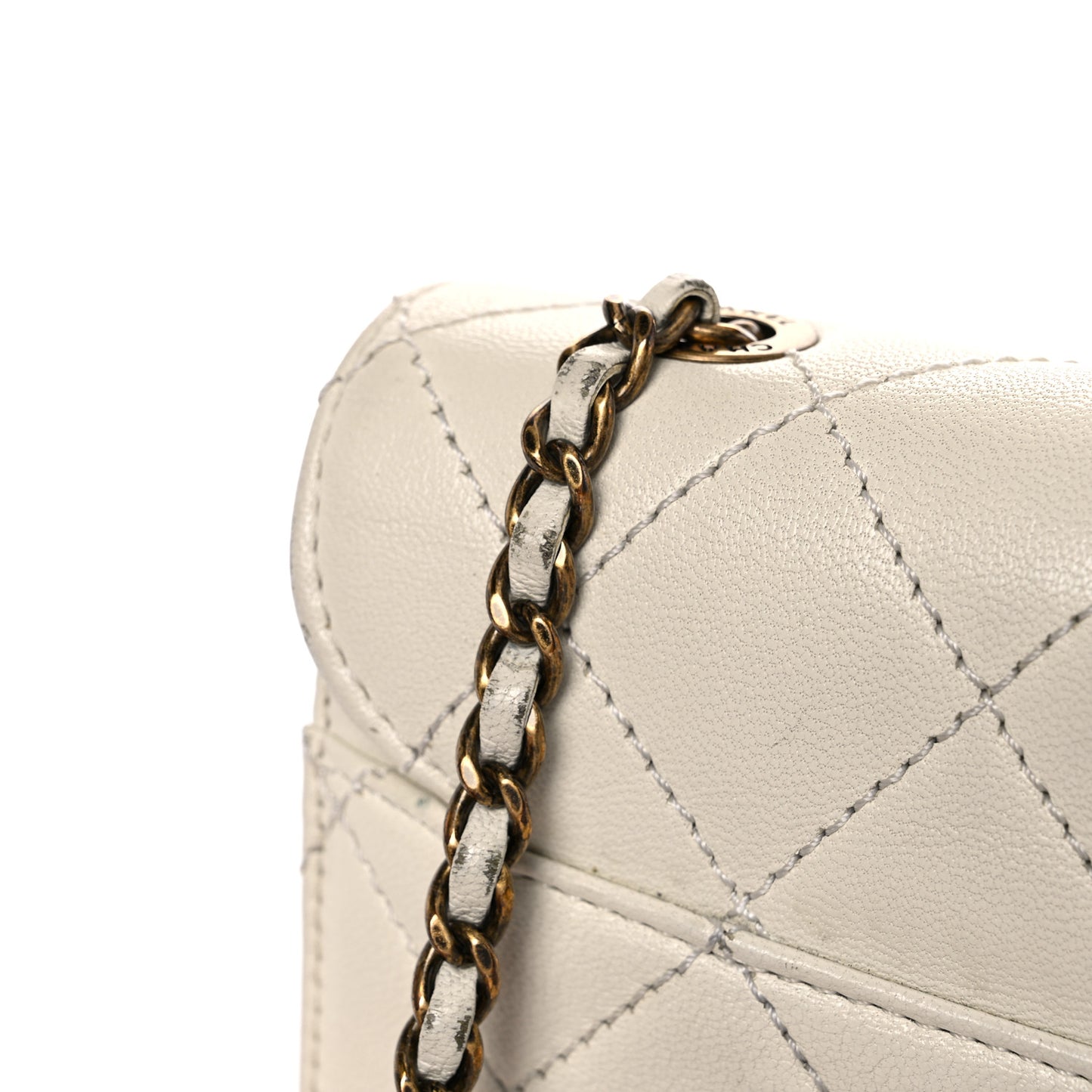 Sheepskin Quilted Mini Beauty Lock Flap White
