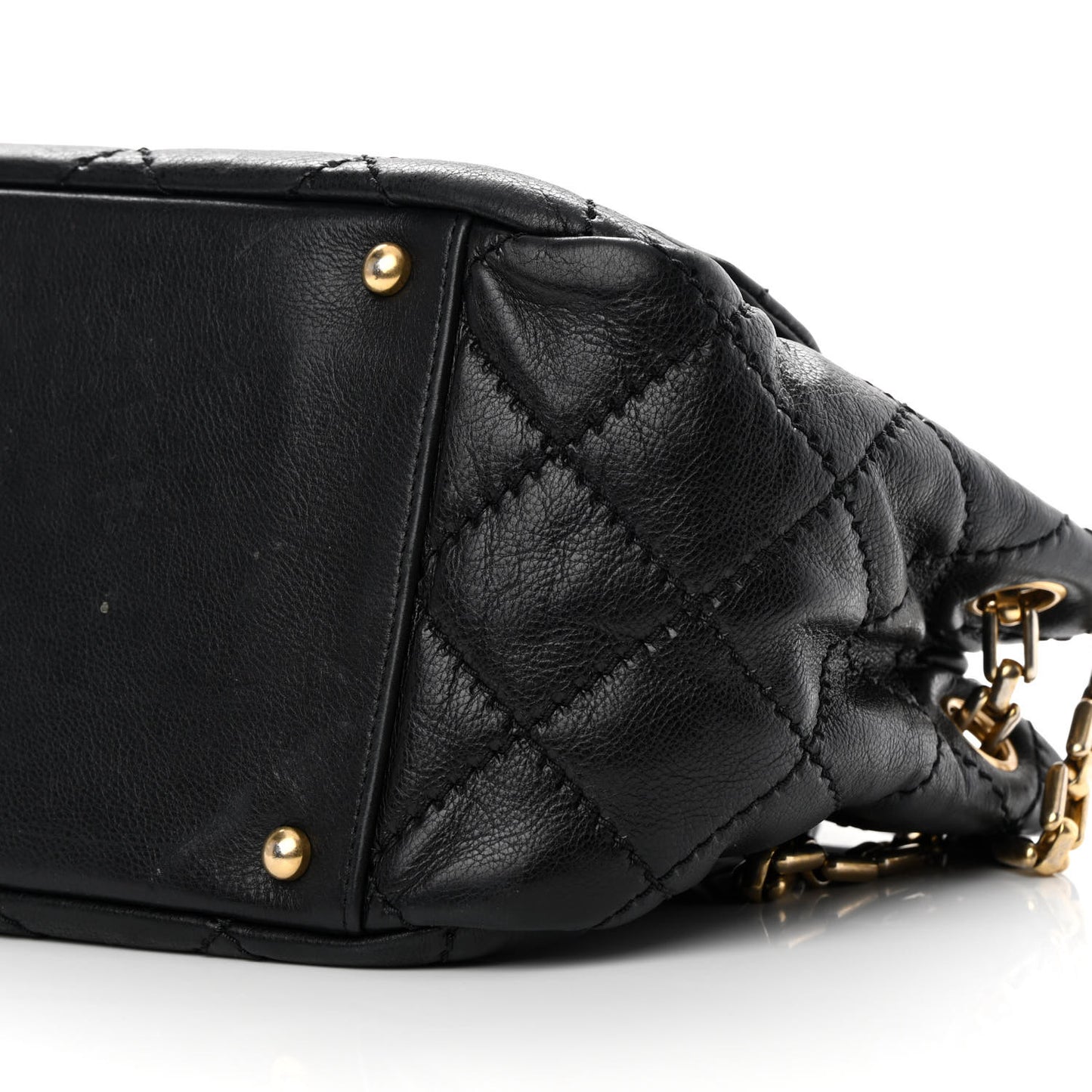 Calfskin Quilted Retro Chain Flap Black