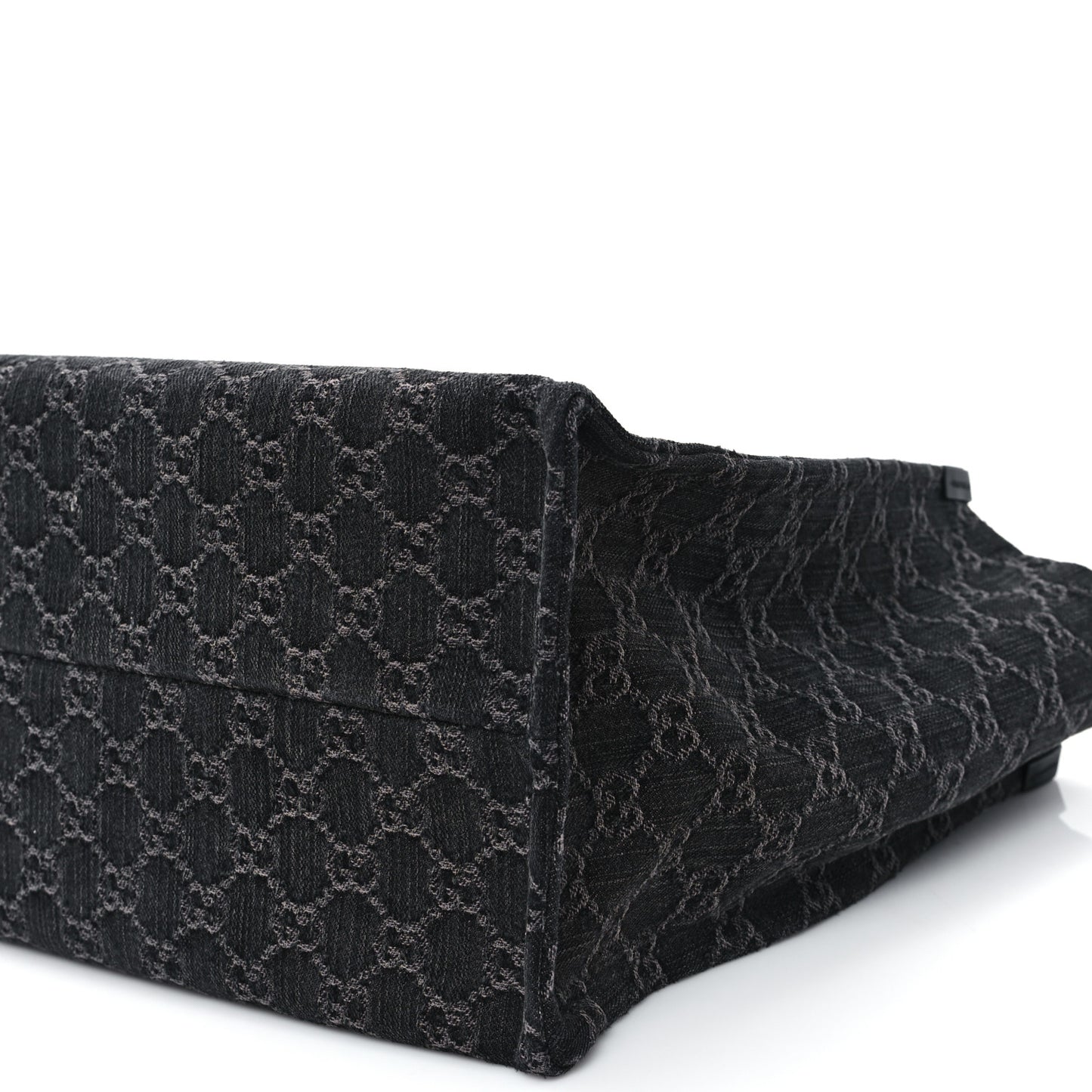 Denim Ophidia GG Monogram Large Tote Black Grey