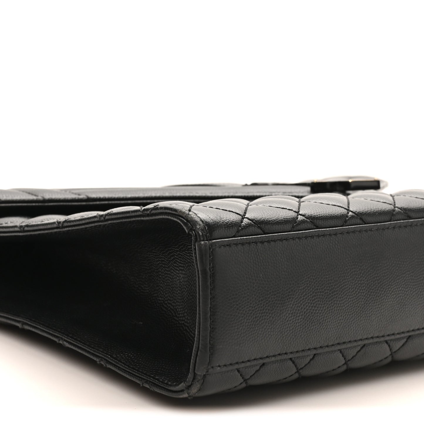 Grain De Poudre Textured Mixed Matelasse Large Triquilt Monogram Monochrome Satchel Black